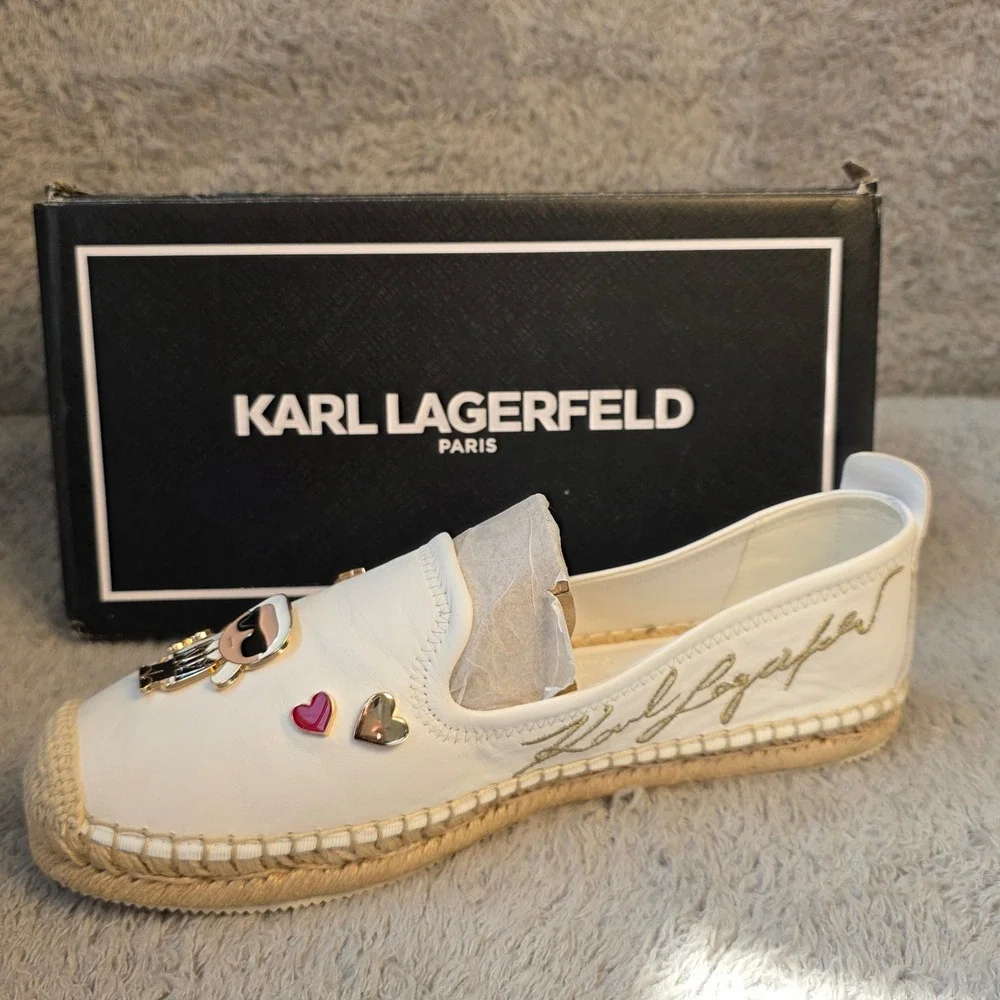 Karl Lagerfeld Womens MICHAELA Metal Embellished Espadrilles Shoes Sz‎ 10 NIB